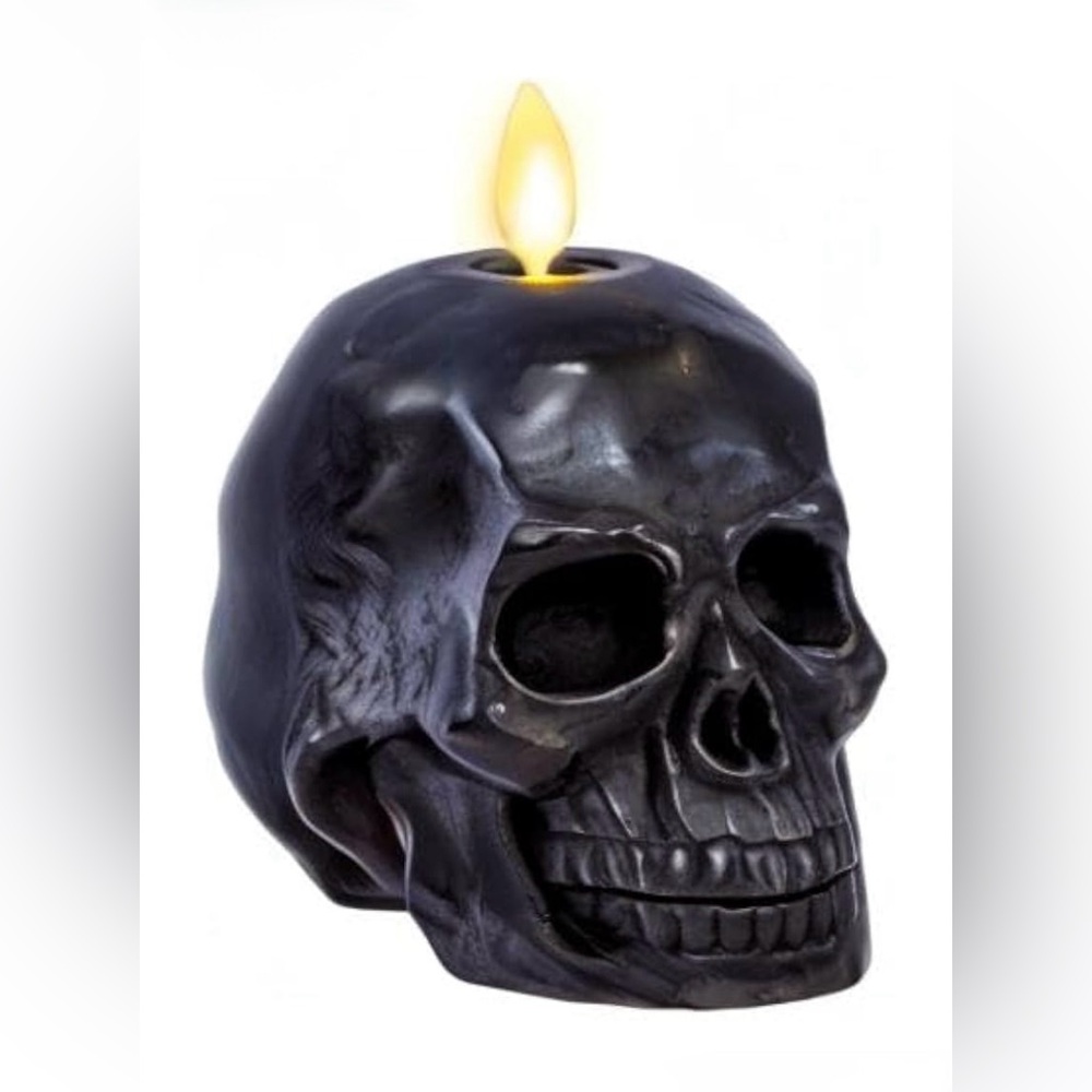 Luminara Flameless Single LED Moving Flame Small Skeleton Skull, Black